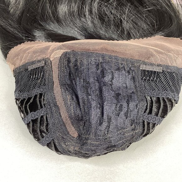 Saffron #1B Off Black Straight Premium Synthetic Lace Front Wig - Picture 6 of 9